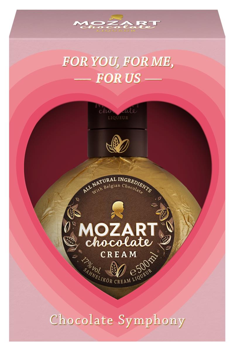 Mozart Chocolate Cream Gold 0,5l im Herz Geschenkkarton - EINWEG
