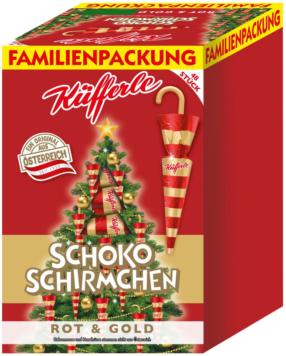 Küfferle Schokoschirmchen ROT & GOLD 48 Stk.