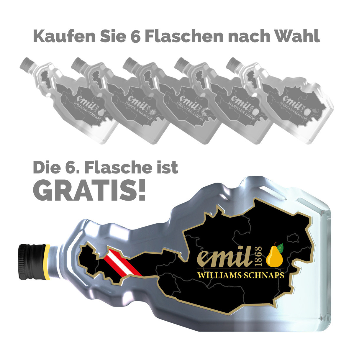 emil Williams Birnen Schnaps 35% 0,7l Österreich Flasche