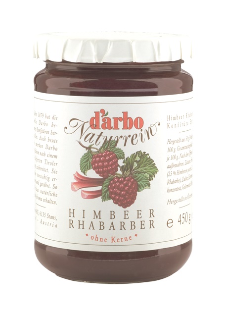 Darbo Himbeer Rhabarber Konfitüre ohne Kerne 450g