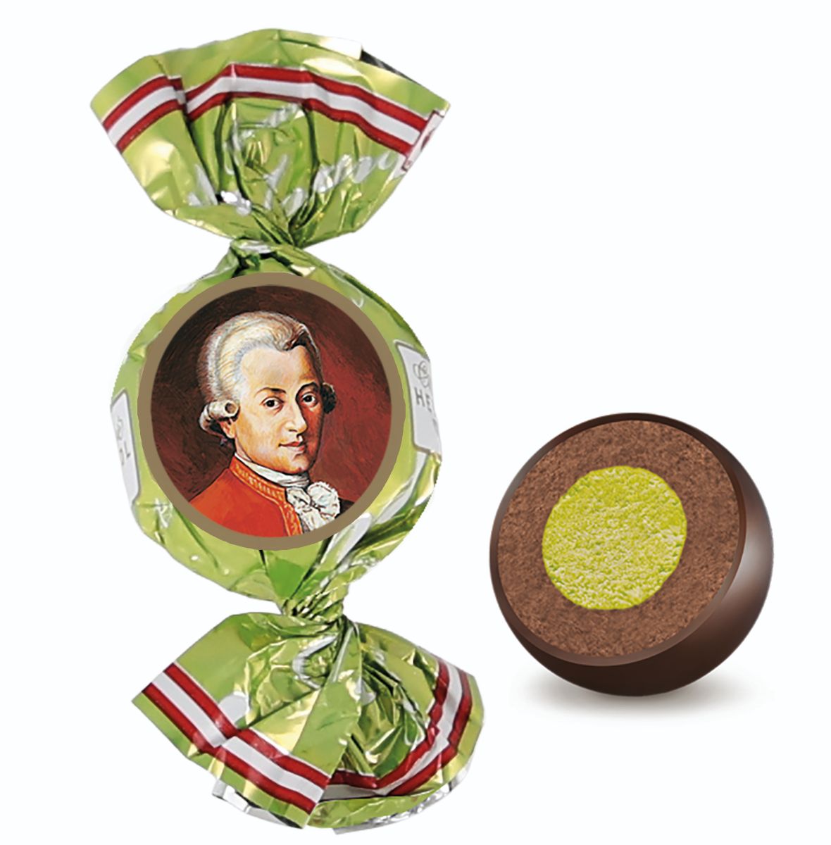 Heindl Mozart Kugeln Pistazie lose im Karton (65 Stk.)