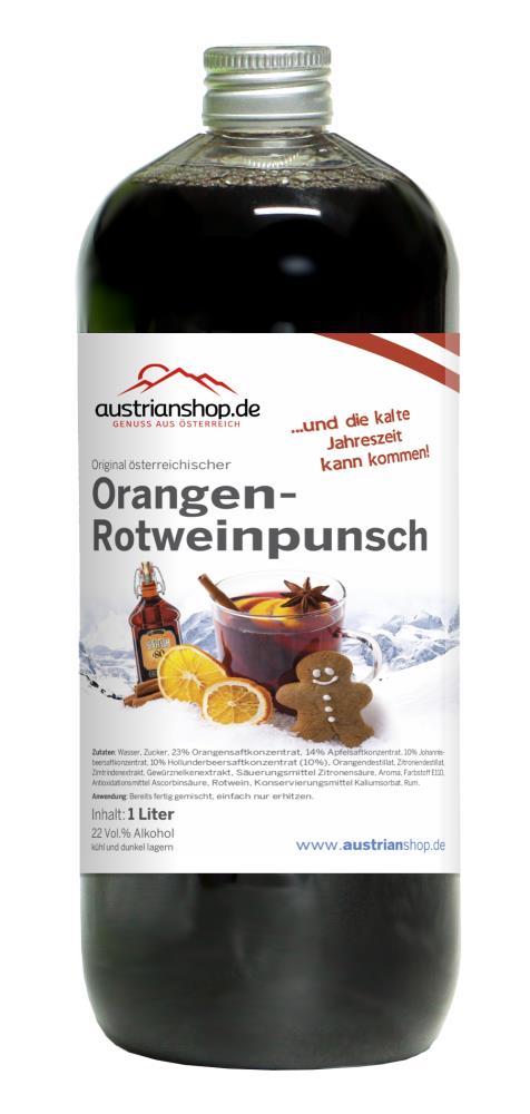 Original österreichischer Orangen Rotwein Punsch 1l - EINWEG