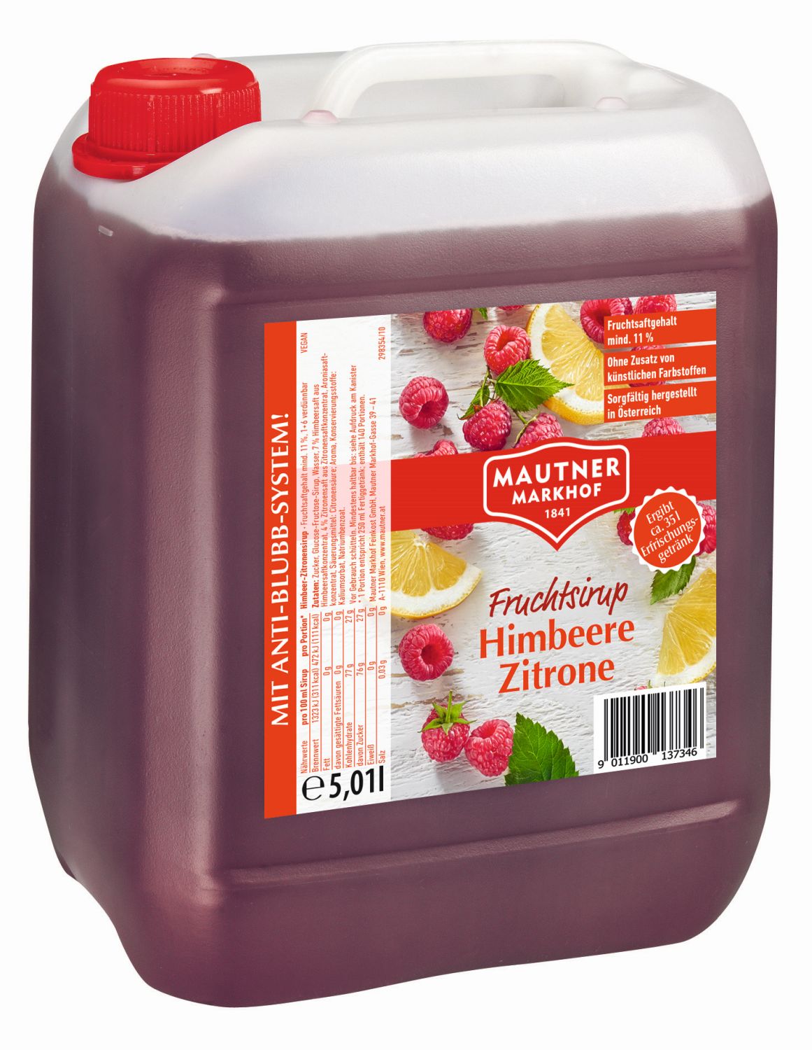 Mautner Markhof Himbeer Zitrone Sirup 5l - EINWEG