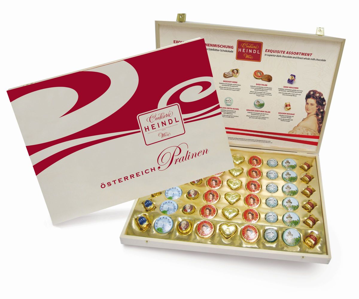 Heindl Österreich Pralinen Holzkassette