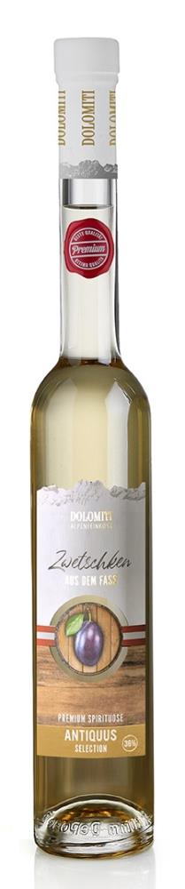 Dolomiti Antiquus Alte Zwetschke aus dem Holzfass Spirituose 36% 0,5l - EINWEG