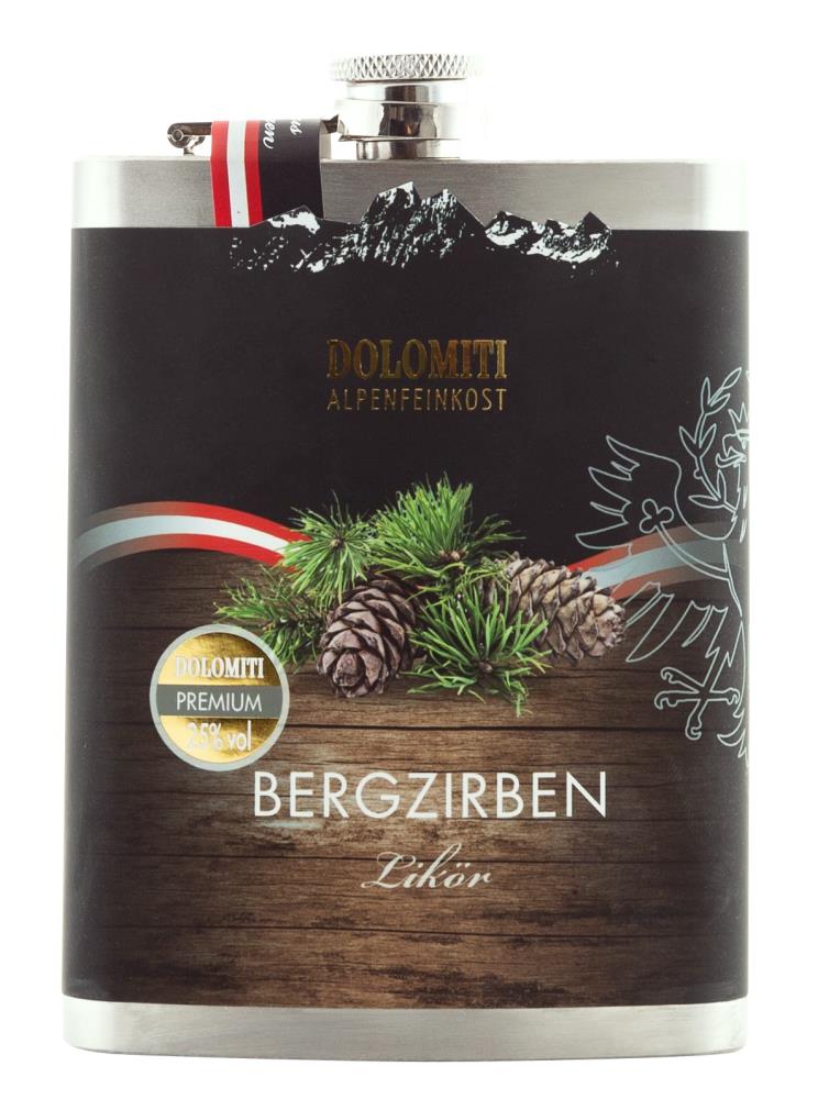 Dolomiti Bergzirben Likör 25% Flachmann 0,2l - EINWEG