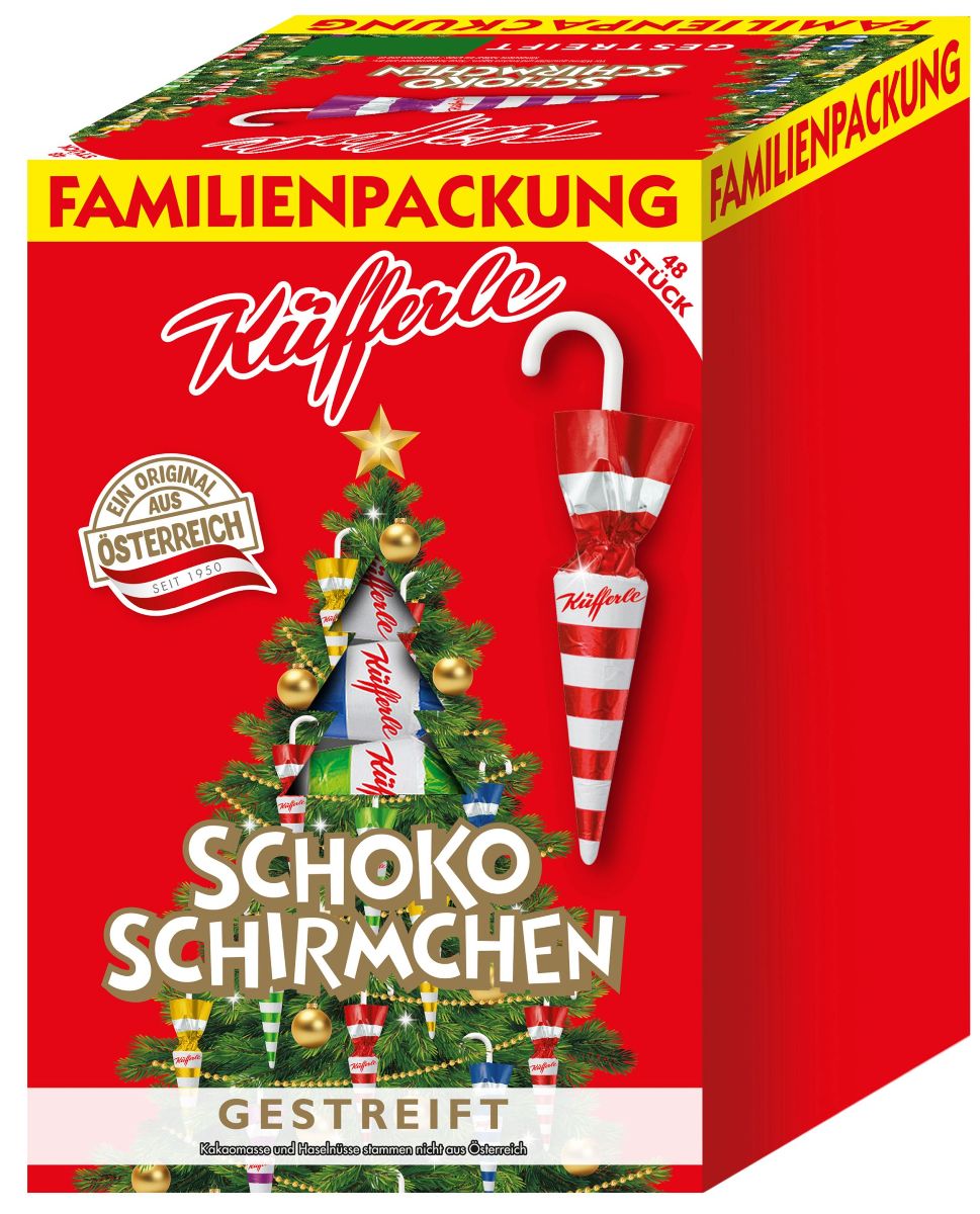 Küfferle Schokoschirmchen GESTREIFT 48 Stk.