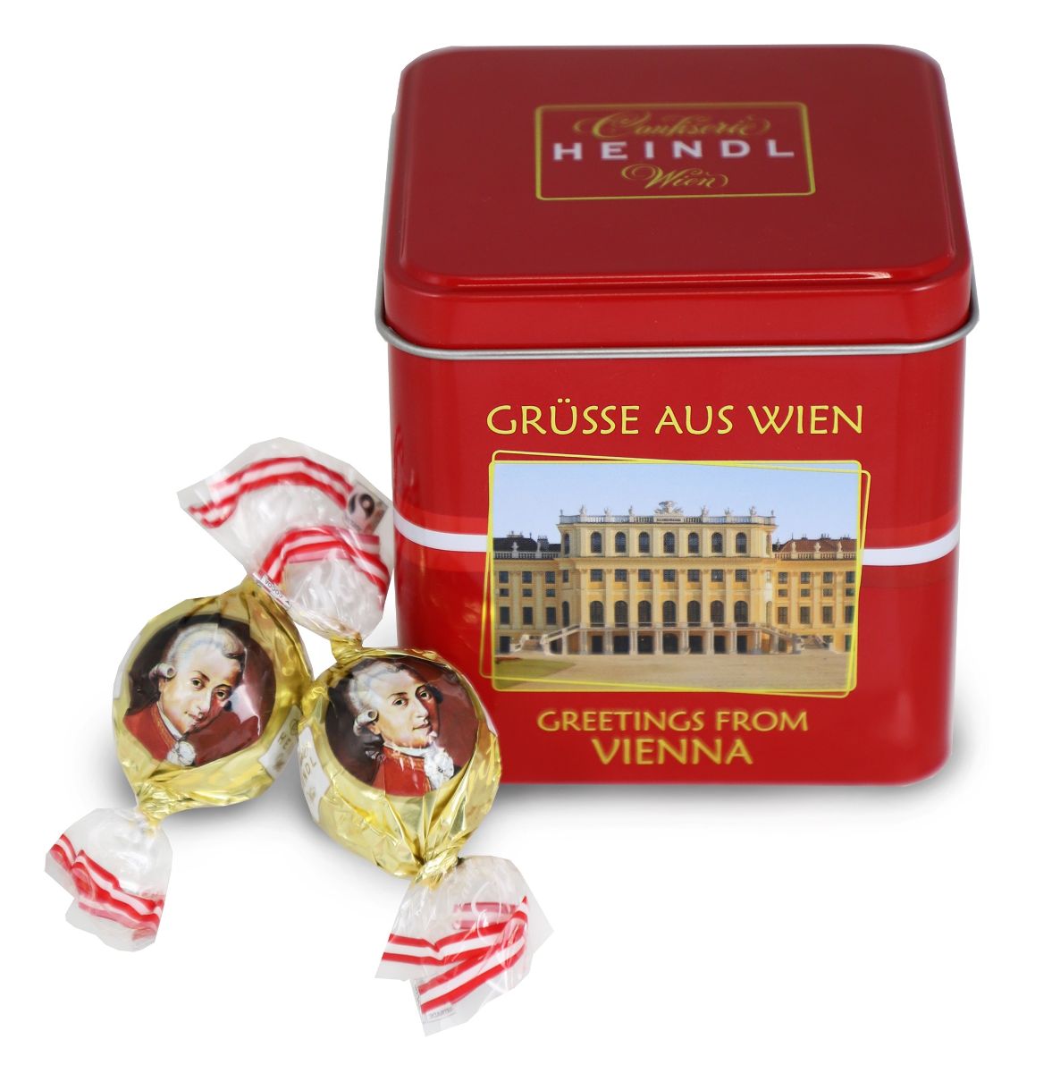 Heindl Mozart Kugeln Dose Grüße aus Wien 225g