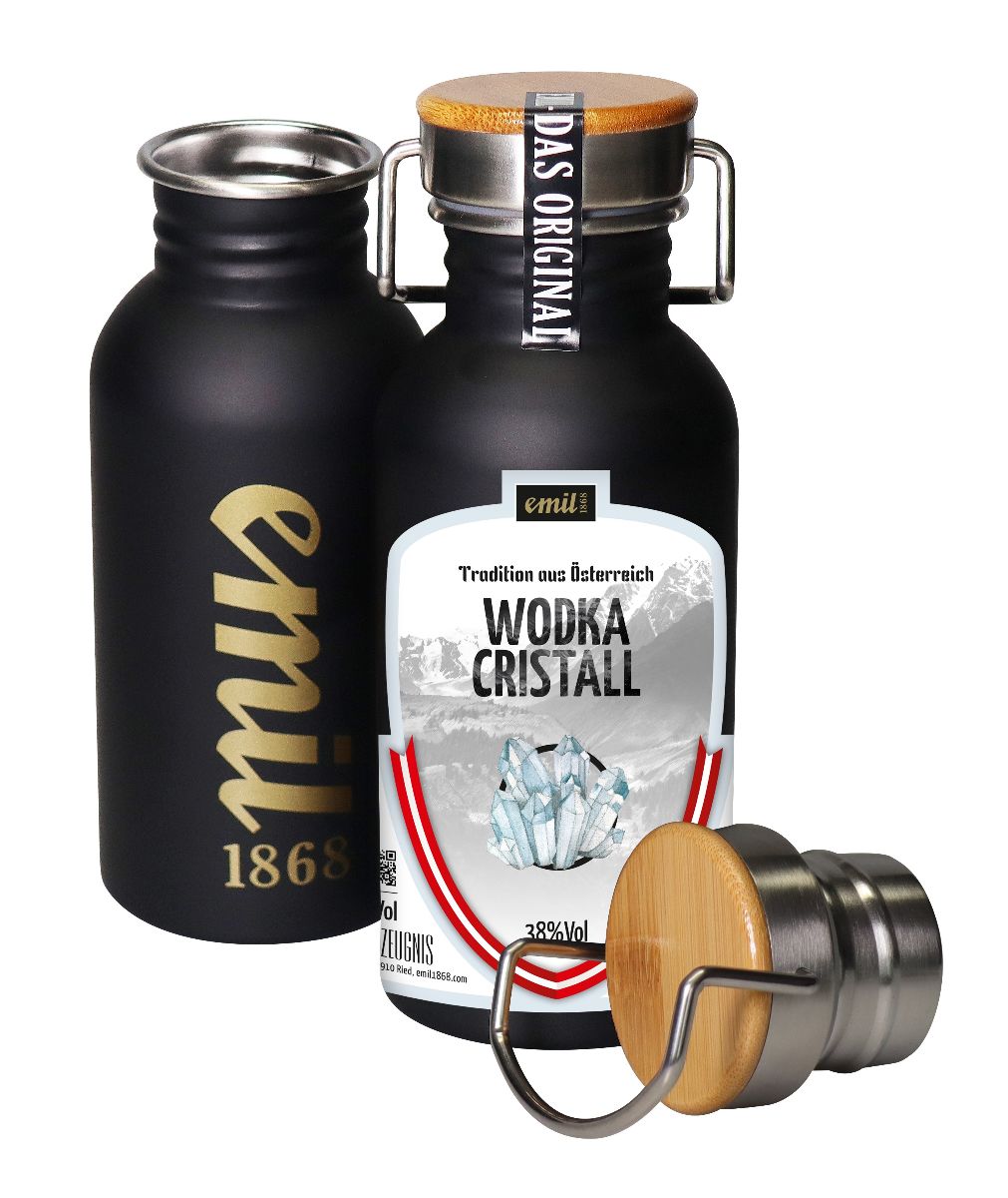 Emil Wodka Cristall 38% 0,5l Edelstahl Kanne