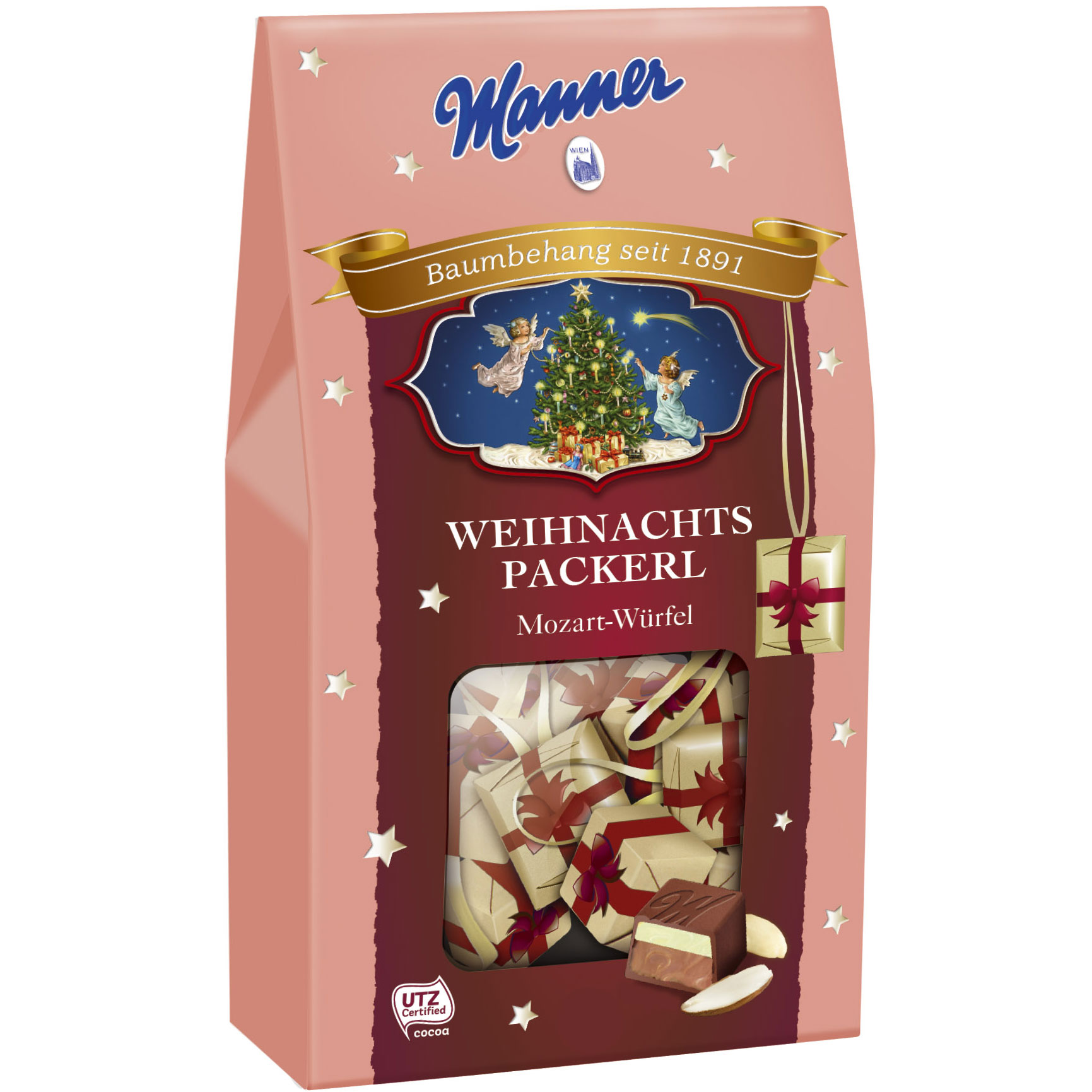 Manner Weihnachtspackerl Mozart-Würfel 300g