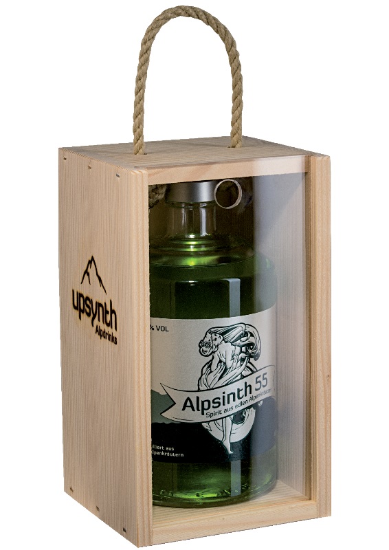 Upsynth Alpsinth 55% in Holzkiste - EINWEG