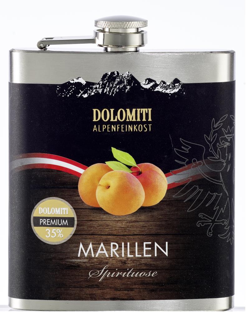 Dolomiti Marillen Spirituose 35% Flachmann 0,2l - EINWEG
