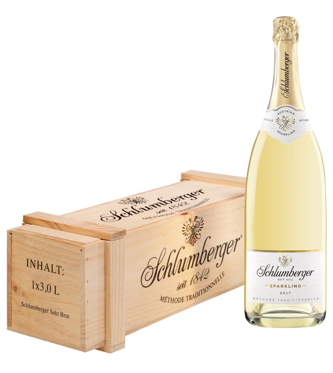 Schlumberger Sparkling Brut Doppelmagnum 3,0l in der Holzkiste - EINWEG