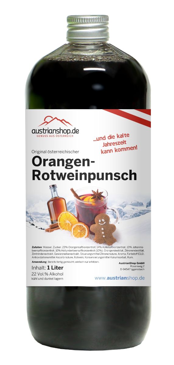 Original österreichischer Orangen Rotwein Punsch 1l - EINWEG