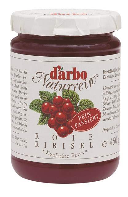 Darbo Rote Ribisel Konfitüre fein passiert 450g Darbo Rote Ribisel Konfitüre fein passiert 450g