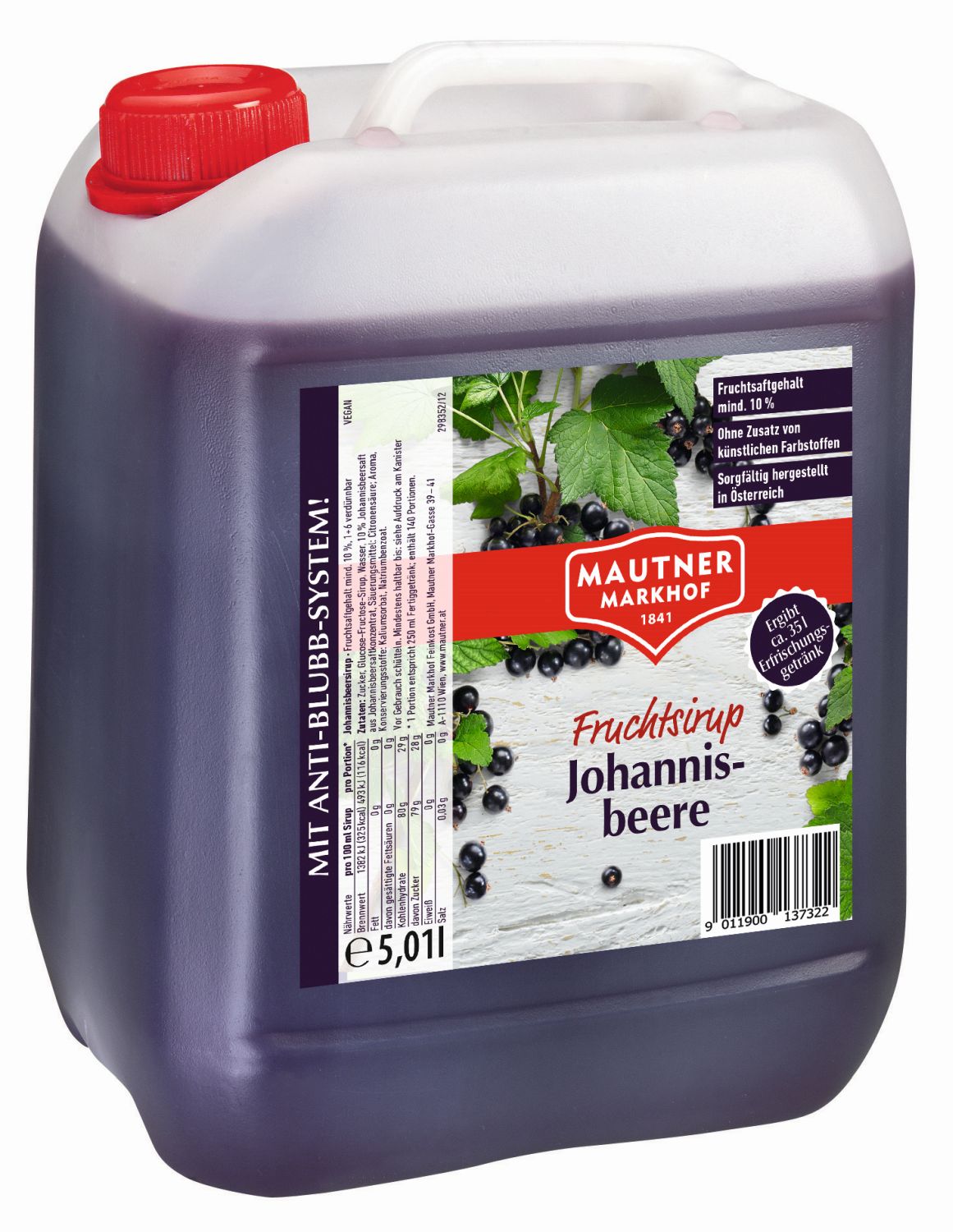 Mautner Markhof Johannisbeer Sirup 5l - EINWEG