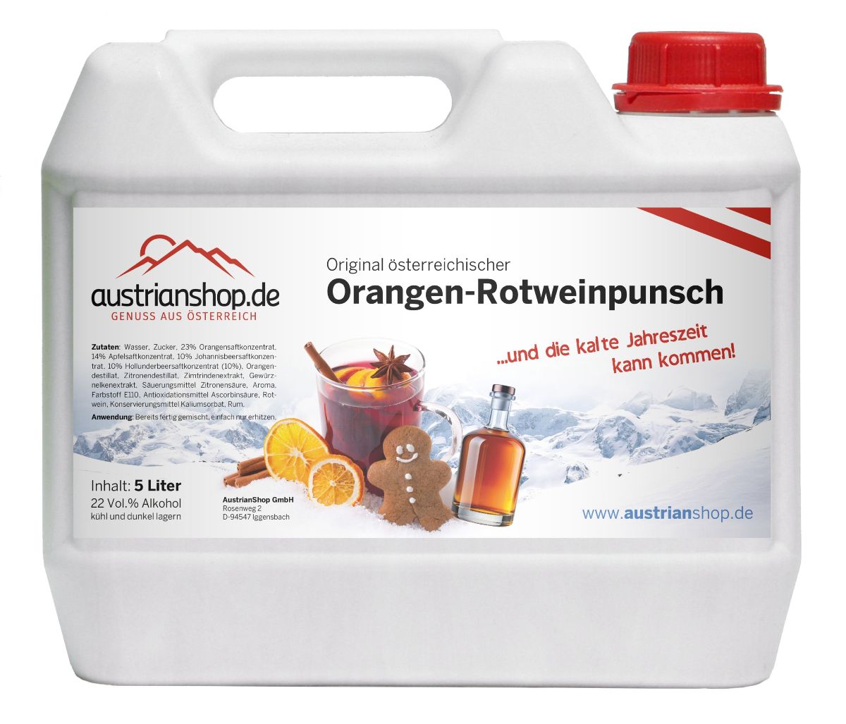 Original österreichischer Orangen Rotwein Punsch 5l - EINWEG