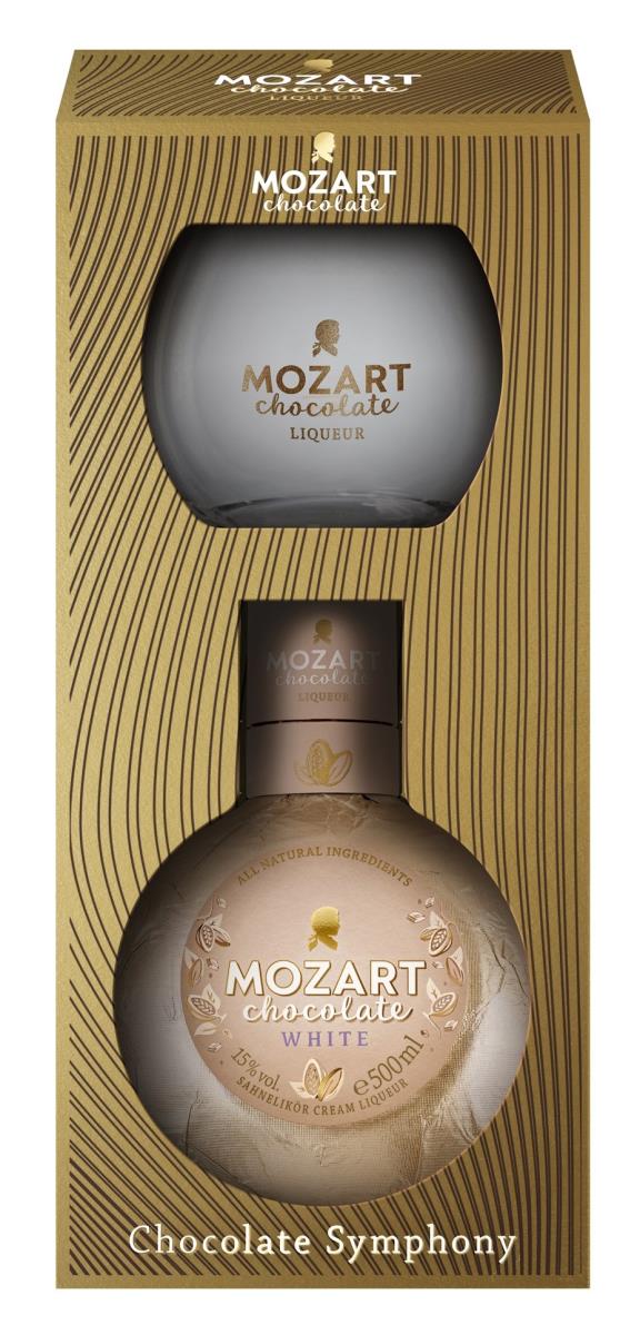 Mozart White Chocolate Vanilla Cream 0,5l mit exklusivem Tumbler Glas - EINWEG