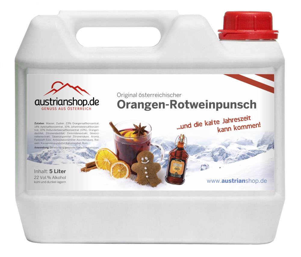 Original österreichischer Orangen Rotwein Punsch 5l - EINWEG