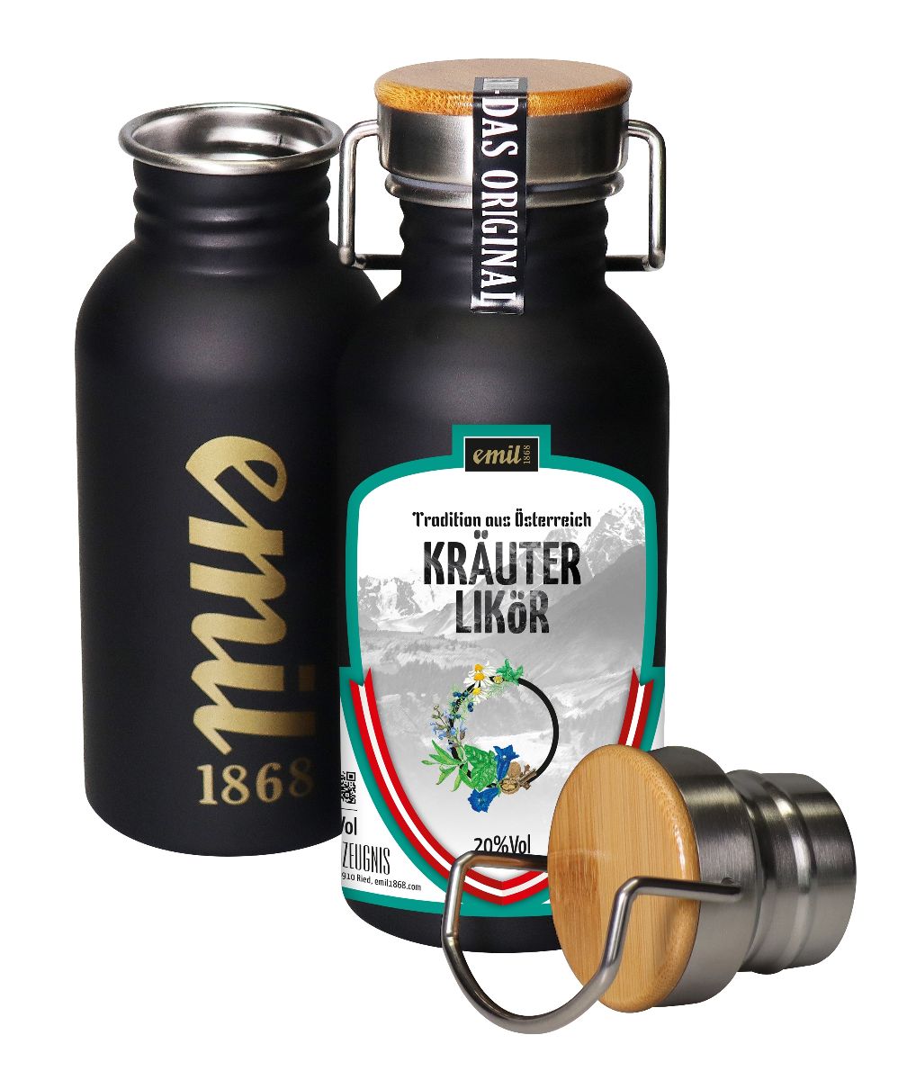 Emil Kräuter Likör 20% 0,5l Edelstahl Kanne